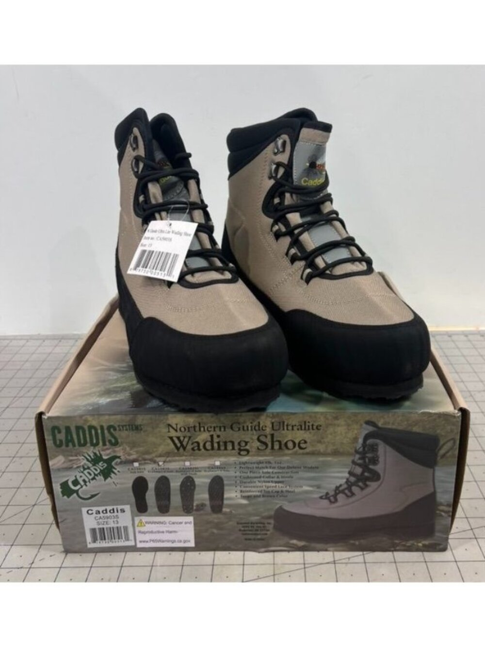 Caddis Men's Northern Guide Ultralite Cleated Wading Boots - Taupe Sz. 13 New
